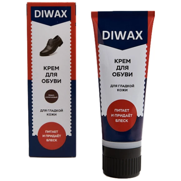 DIWAX Крем для обуви в тубе с губкой ТЁМНО-КОРИЧНЕВЫЙ 75мл