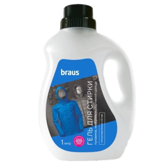 BRAUS Гель д/стирки пуховиков, мембран, спортивной одежды 1000 мл
